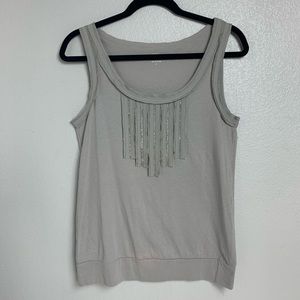 Ann Taylor Loft Gray Top Ruffle & Bead Size S